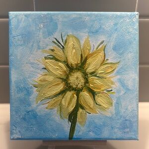 Sunflower Canvas Art with Blue Background